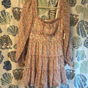 Altar'd State Ivory and Pink Floral Dress